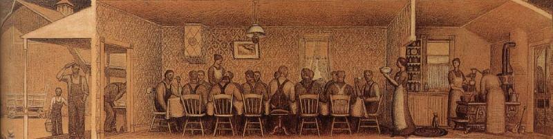 Grant Wood The Thresher-s supper